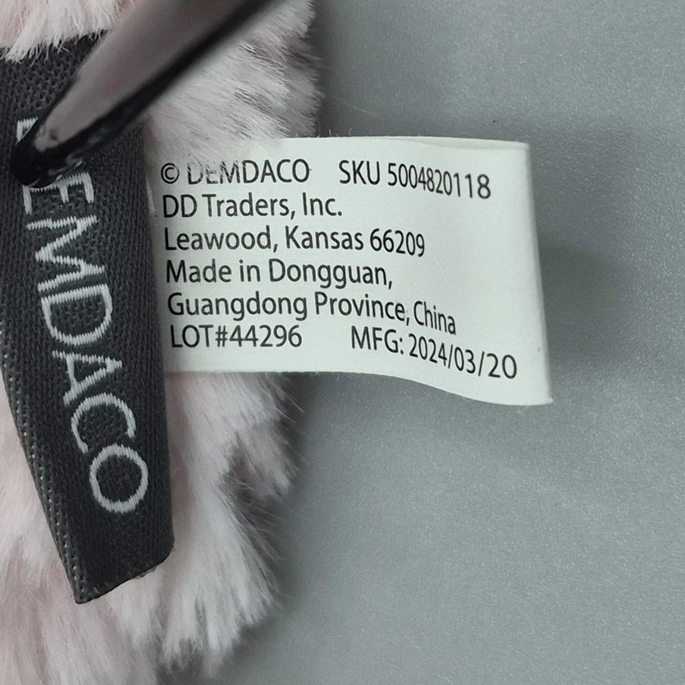 Demdaco‎ Pink Furry Bear Lovey Full Body Security Blanket Thumbie Rattles